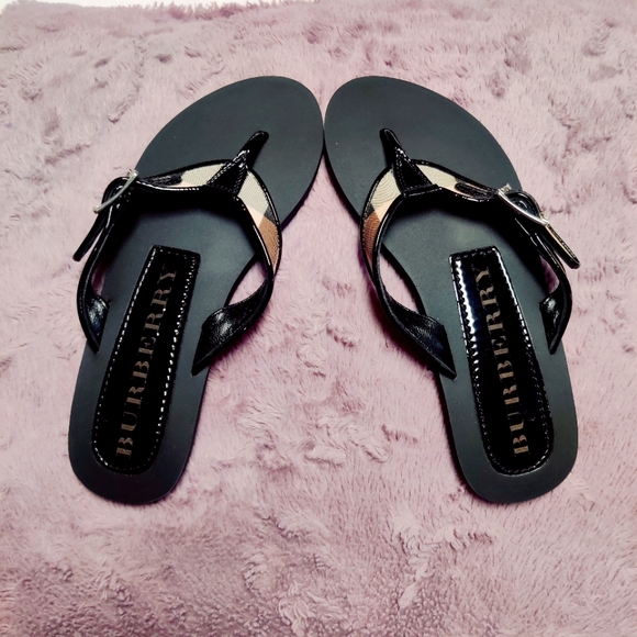 Authentic Burberry Flip Flop Nova Check Black Size 37 - Picture 4 of 13